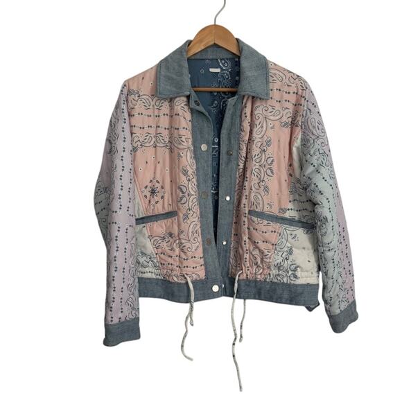 Blank NYC Jackets & Blazers - BLANKNYC Reversible Bandana Patchwork Quilted Jacket Size L
